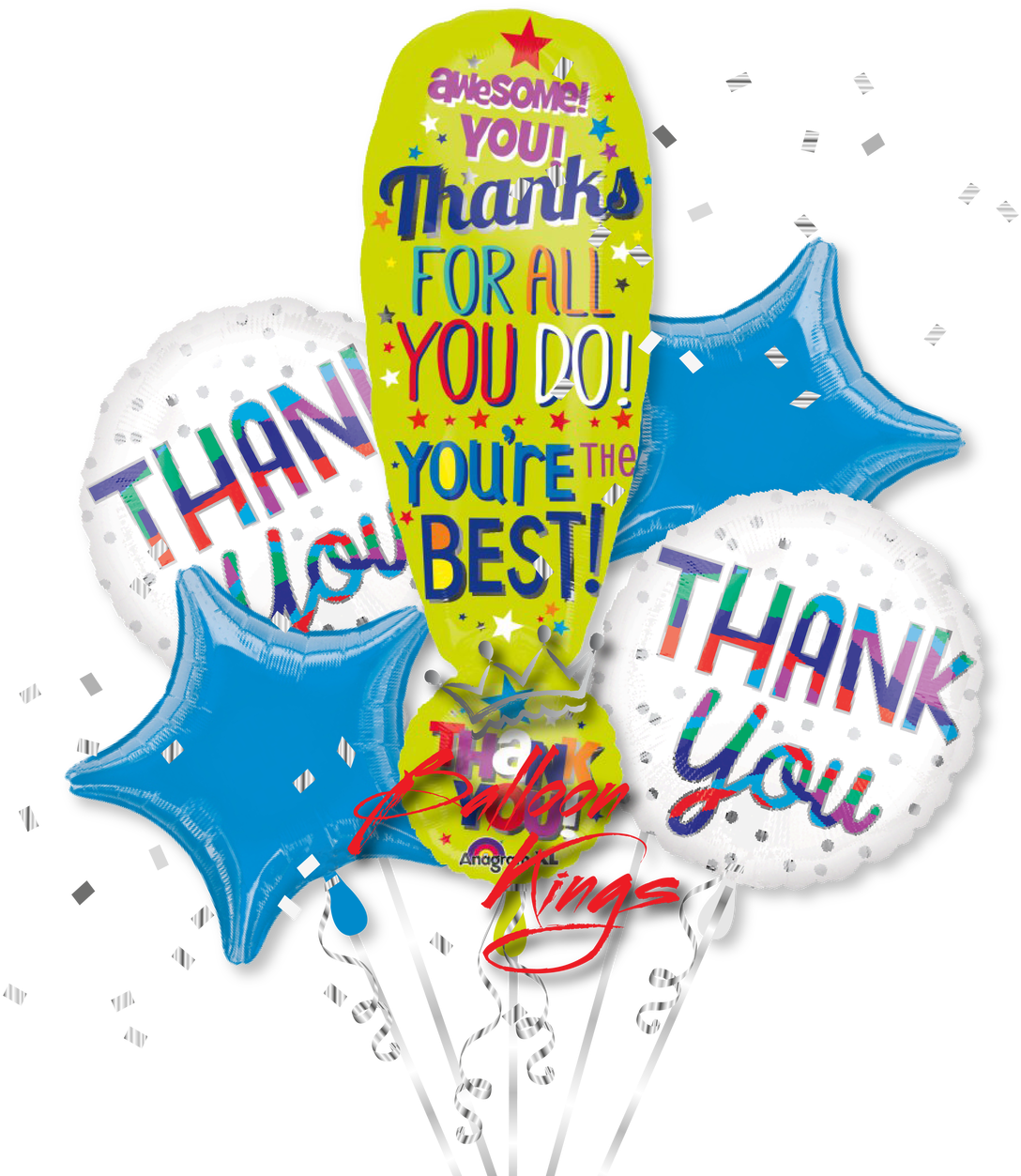 Thank You Bouquet - 34" Supershape Thanks Exclamation Balloon - Mylar Balloons Clipart (1280x1280), Png Download