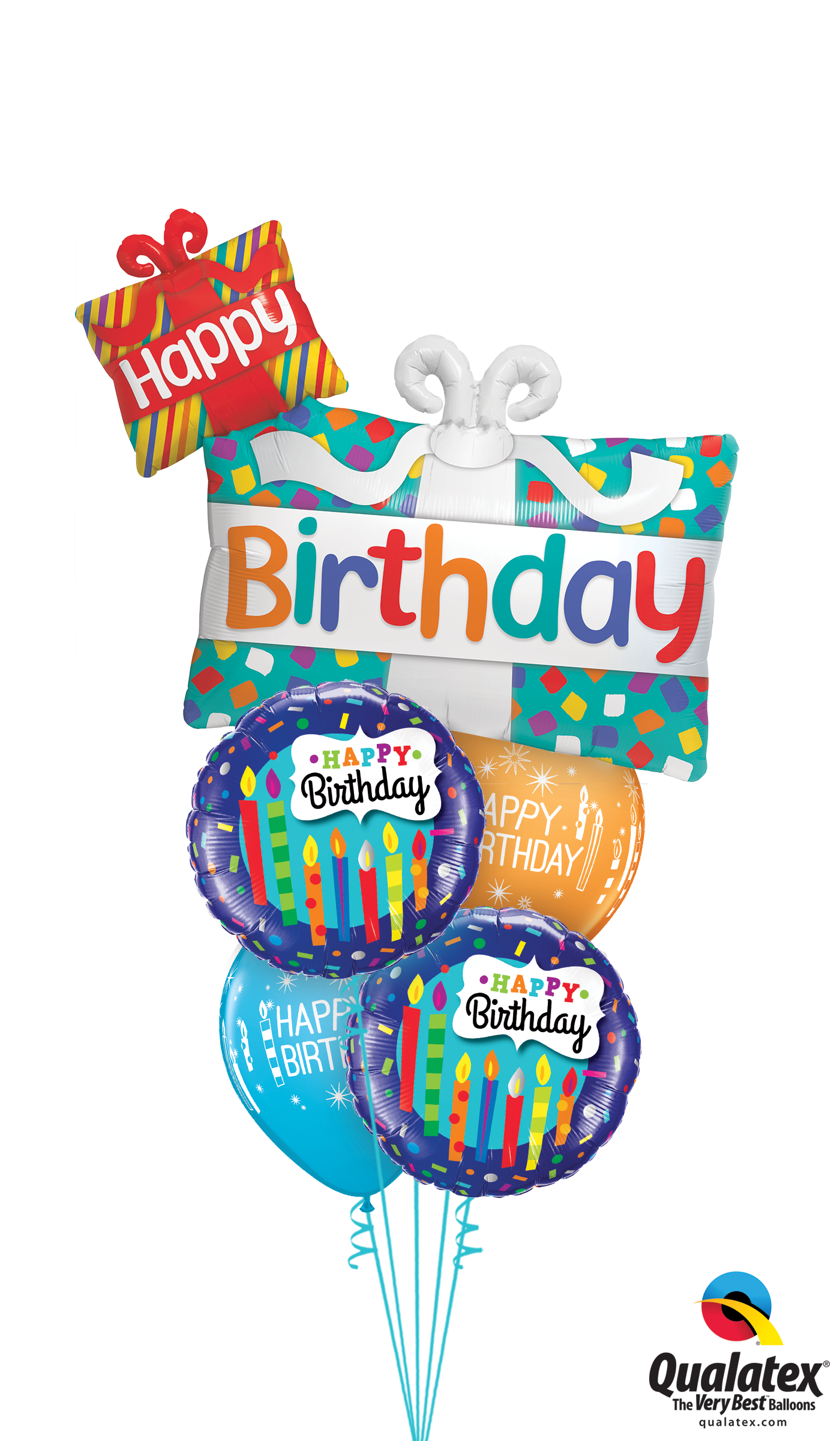 Classic Birthday Presents Balloon Bouquet - 39" Shape Happy Birthday Presents Foil Balloon - Mylar Clipart (1400x2400), Png Download