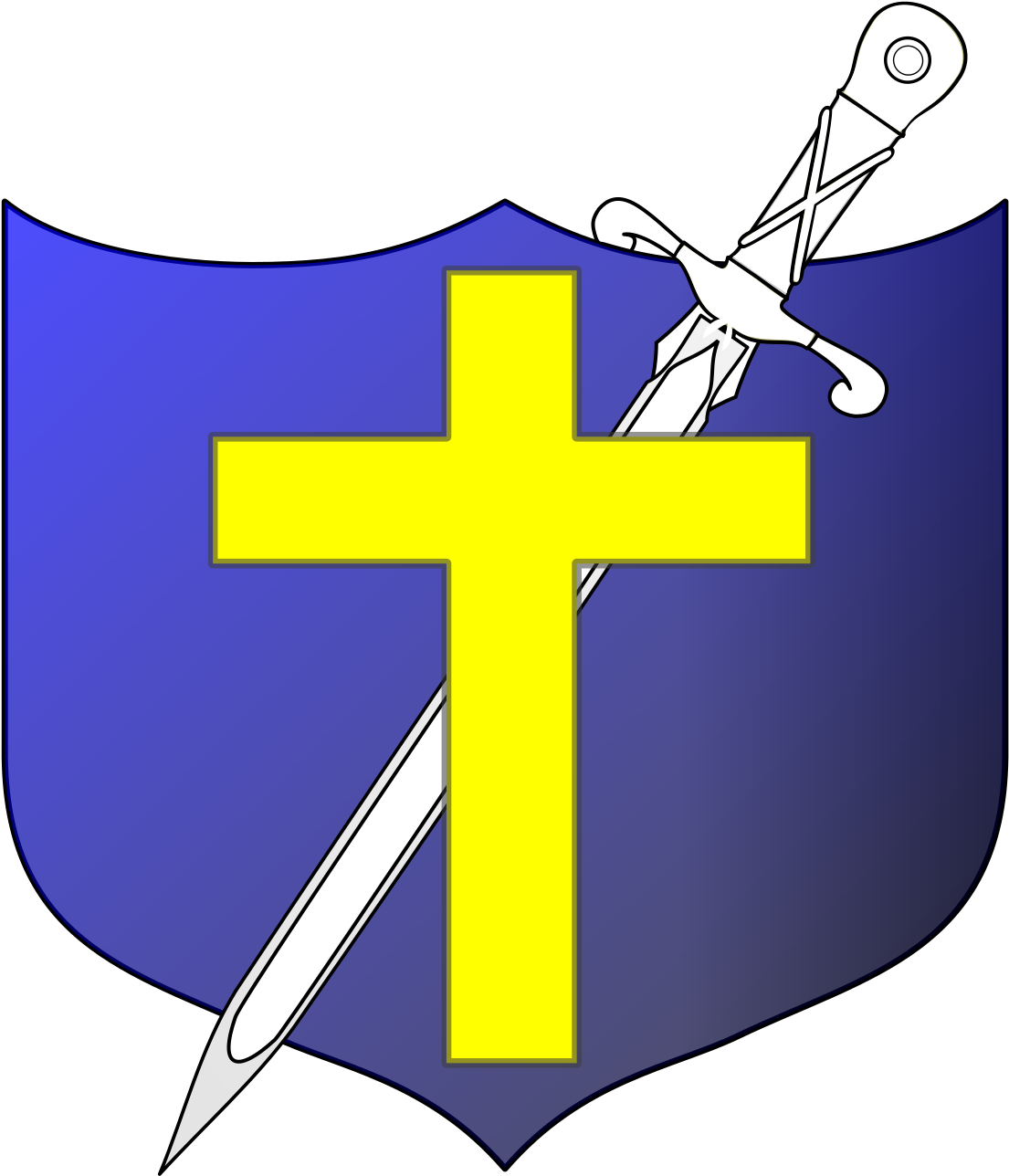 Cross Sword And Shield Md - Shield With Cross And Sword Clipart (513x600), Png Download