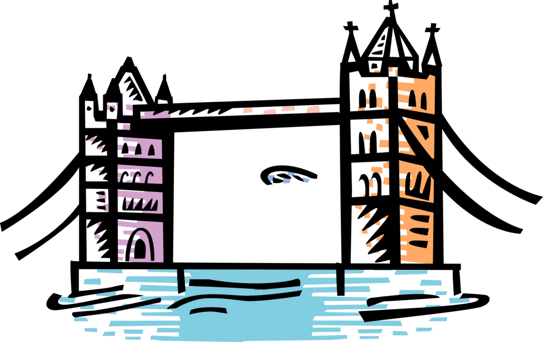 Vector Illustration Of Tower Bridge Bascule And Suspension - Clipart Tower Bridge - Png Download (1111x700), Png Download