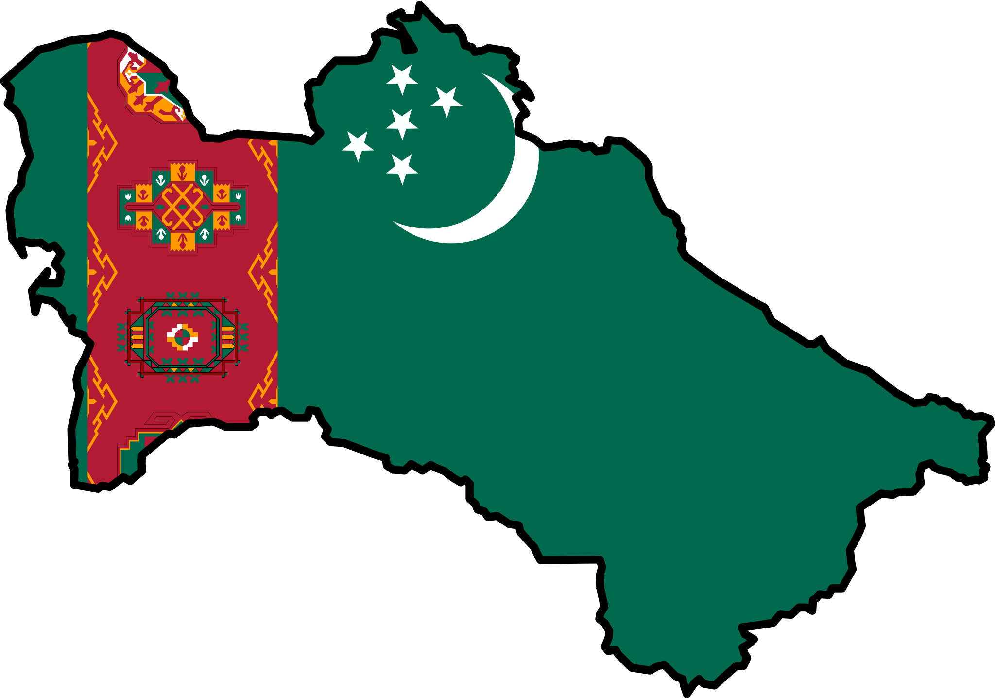Turkmenistan Flag Map - Turkmenistan Map With Flag Clipart (2048x1436), Png Download