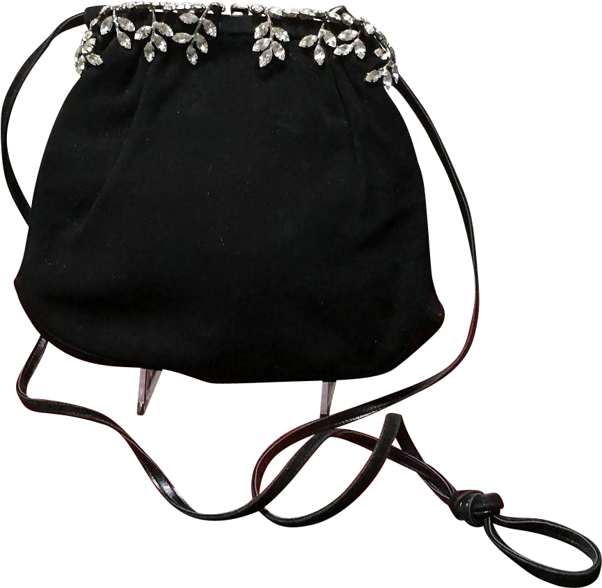 Vintage Koret Suede Evening Bag With Rhinestone Frame - Handbag Clipart (864x864), Png Download
