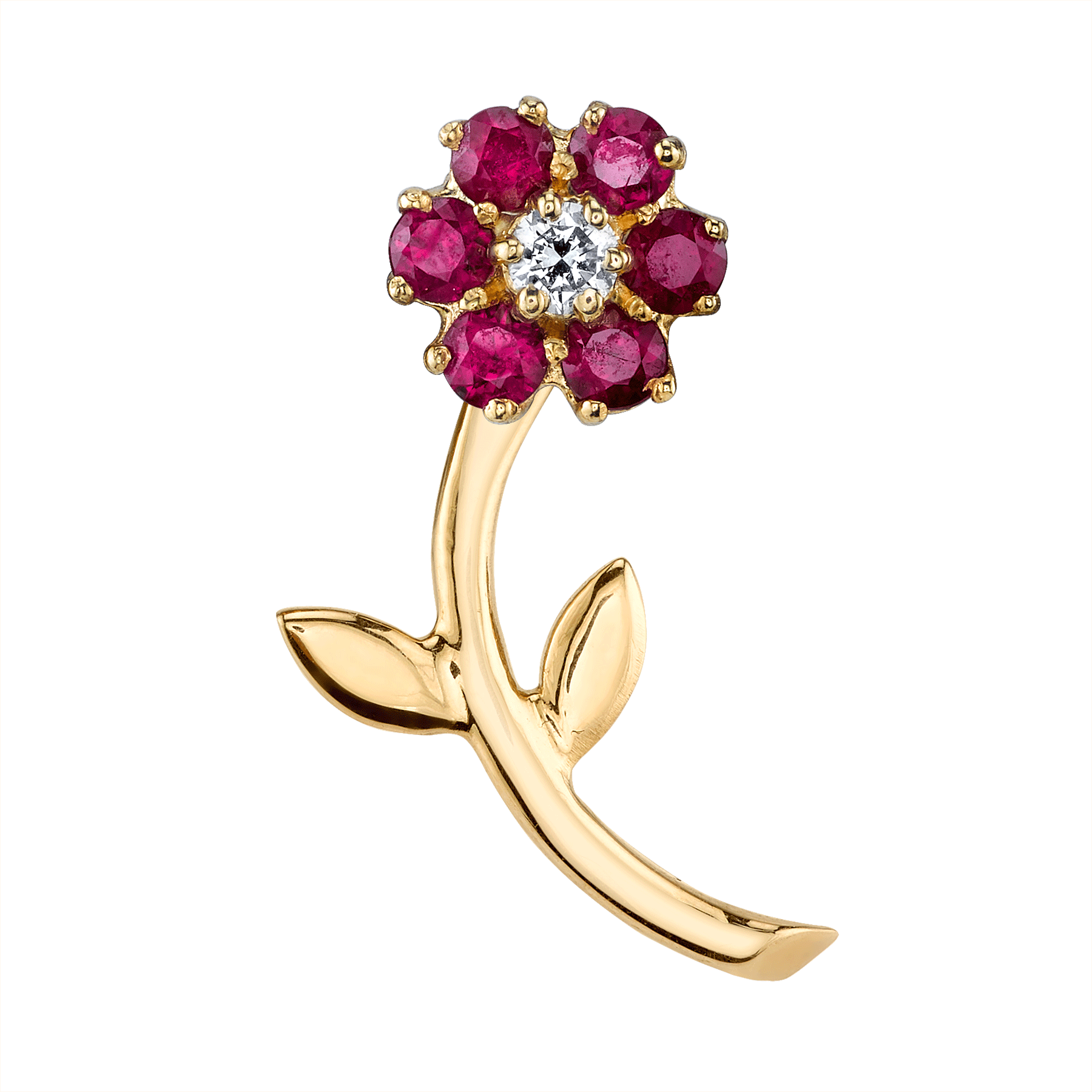 Ruby Teddy Flower Earring - Ruby Teddy Flower Earring 14k Yellow Gold Ruby Diamond Clipart (1800x1800), Png Download
