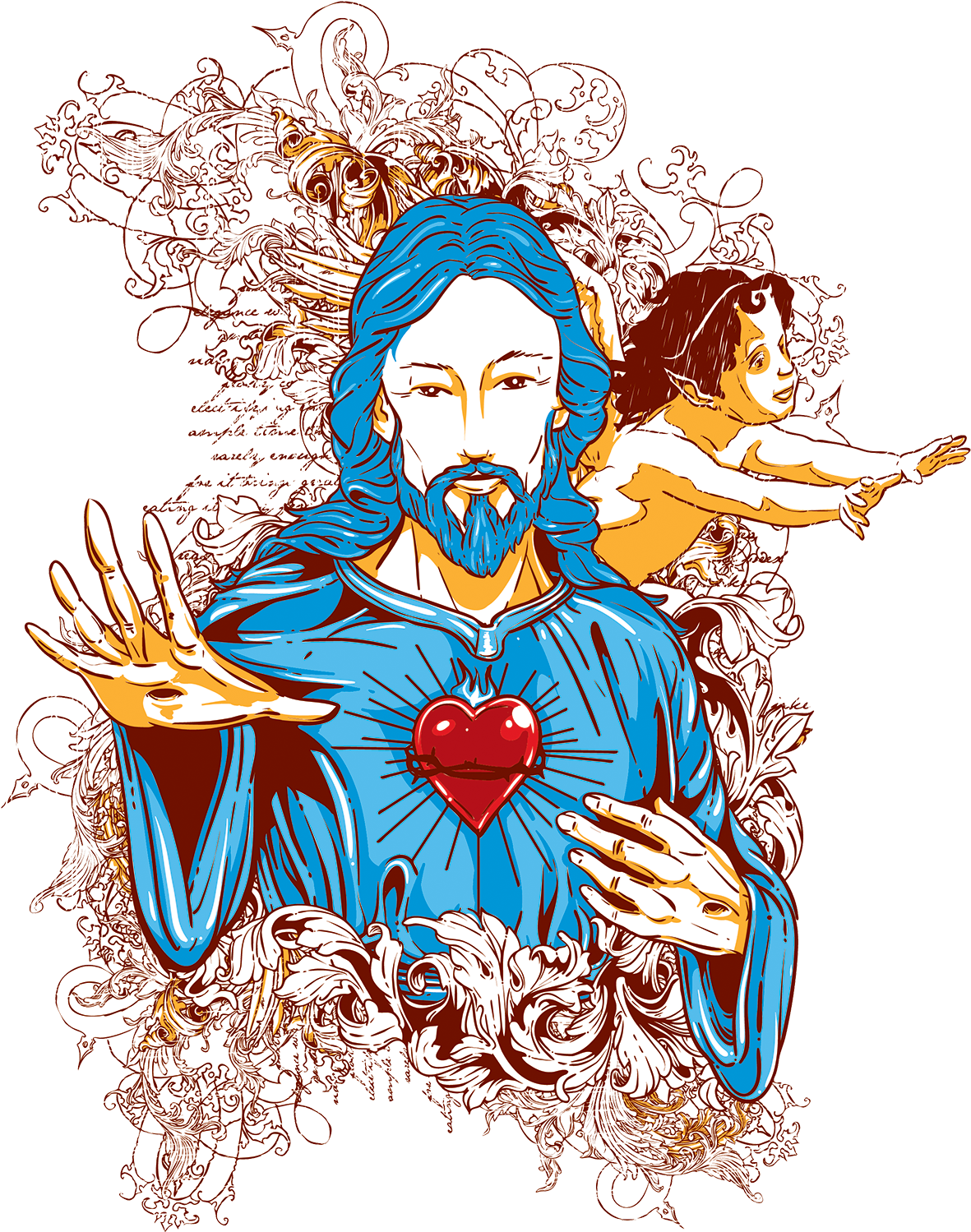 Medieval God Transprent Png - Jesus Illustrator Clipart (1240x1754), Png Download