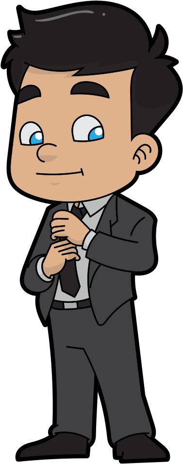 A Cartoon Businessman Fixing His Necktie - Businessperson Clipart (549x1056), Png Download