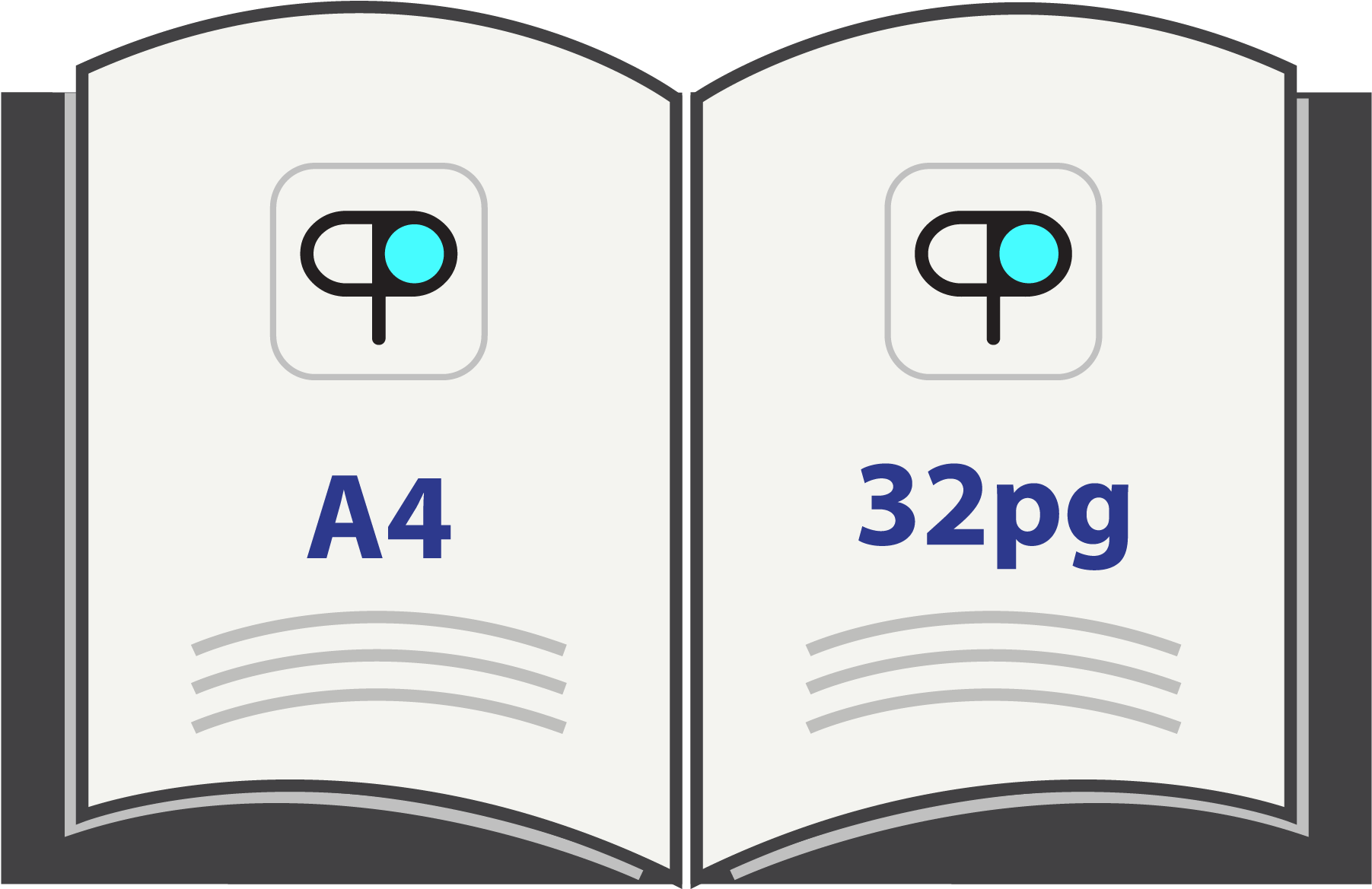 Booklet A4 Pin Binding 32 Pages - Printing Clipart (2500x2500), Png Download