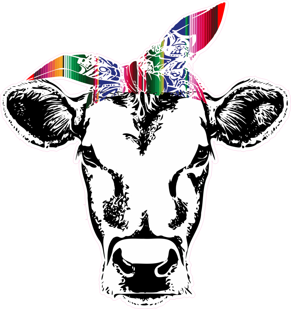 Cow With Bandana Serape Albb Blanks - Cow With Bandana Clipart (966x1024), Png Download