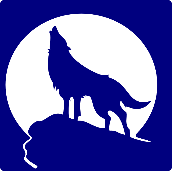 Blue Howling Wolf Logo Clipart (600x597), Png Download