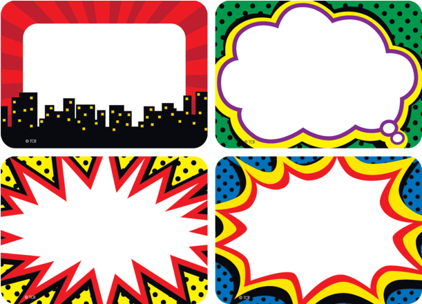 Tcr5587 Superhero Name Tags/labels - Superhero Name Tags Clipart (600x600), Png Download