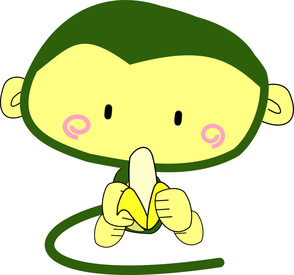 Cute Animated Monkey - Banana Clipart Moving - Png Download (600x561), Png Download