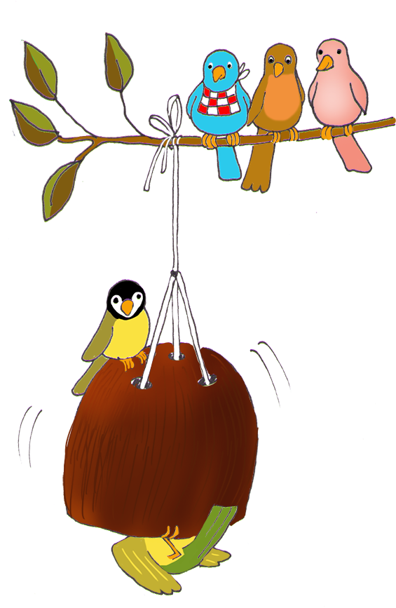 Bird Feeding At Fall - Drawing Clipart (597x886), Png Download