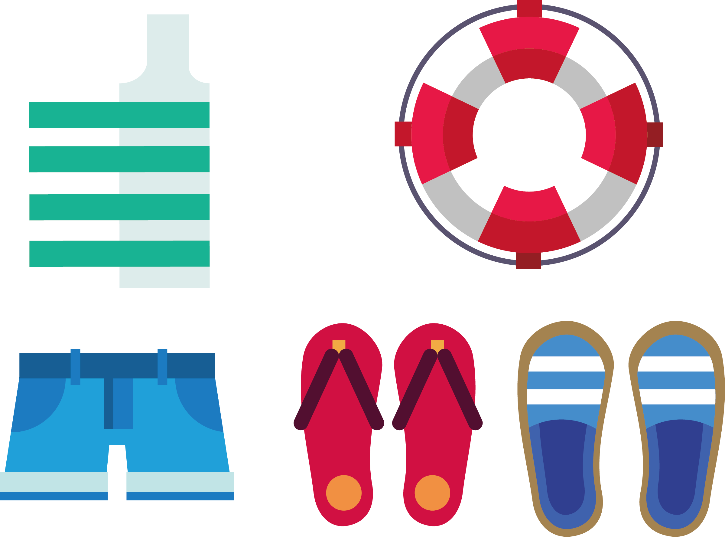 Summer Slippers Swim Ring Transprent Png Free - Swimming Slippers Clipart Transparent Png (2398x1775), Png Download