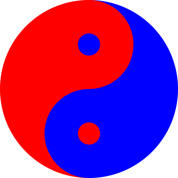 Yinyang Red-blue Svg Clip Arts 600 X 600 Px - Png Download (600x600), Png Download