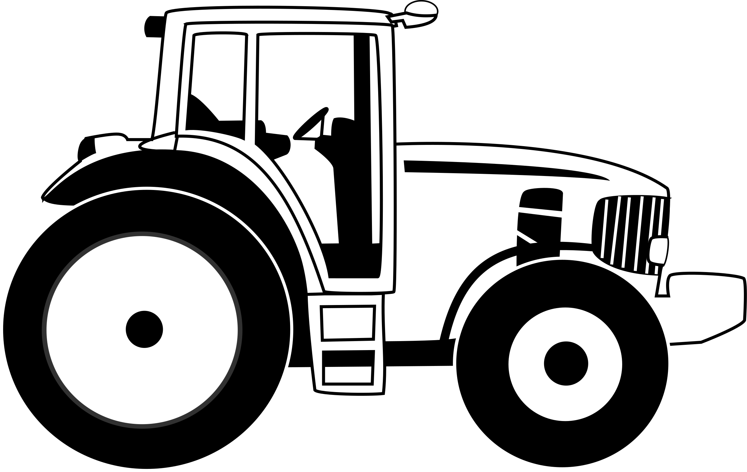 Big Image - Black And White Tractor Clipart (2400x1518), Png Download