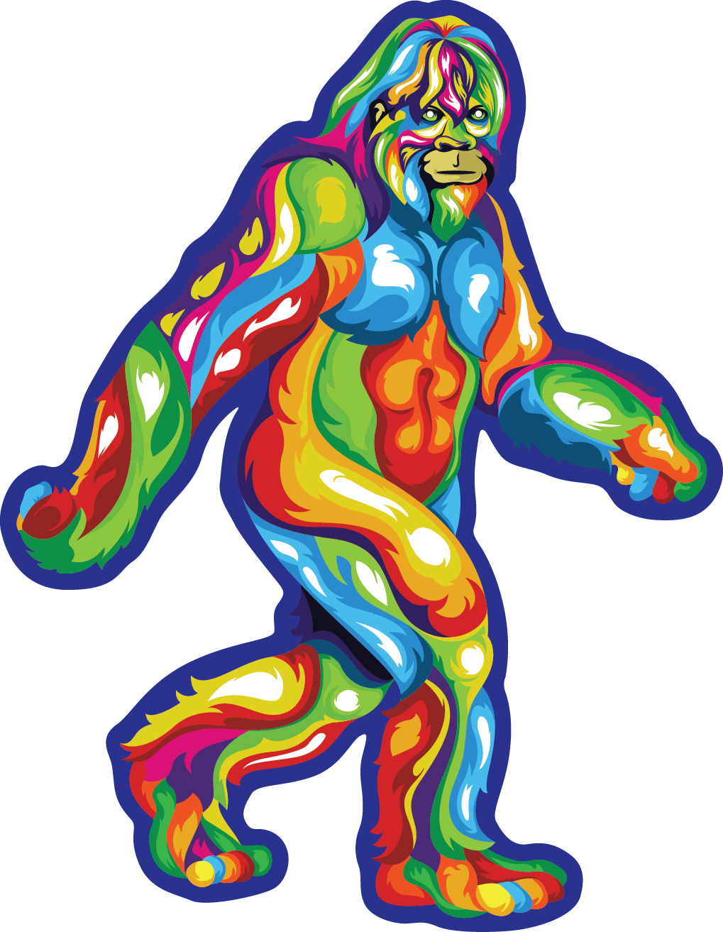 Bold Colorful Bigfoot Stroll Sticker - Sticker Clipart (580x748), Png Download