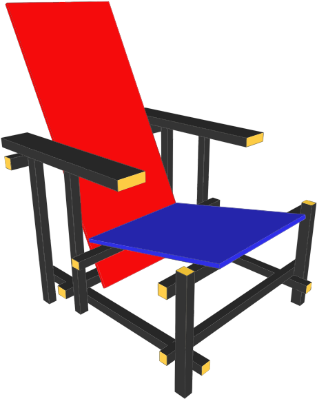 Red And Blue Chair De Stijl Art Bauhaus - Red And Blue Chair Clipart (595x750), Png Download