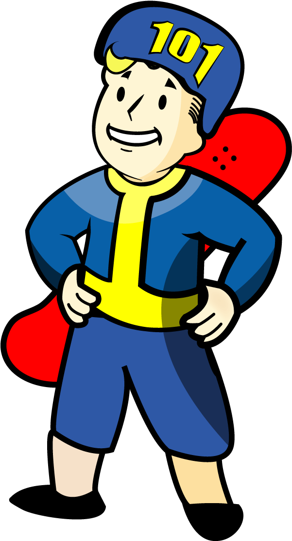 Vault Boy- Longboard Character - Vault Boy Gif Transparent Clipart (792x1224), Png Download