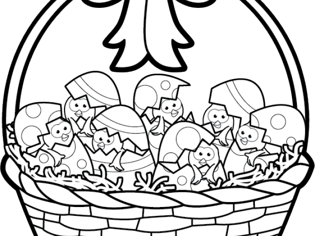 Happy Clipart Easter Basket - Easter Basket Clip Art Black And White - Png Download (640x480), Png Download