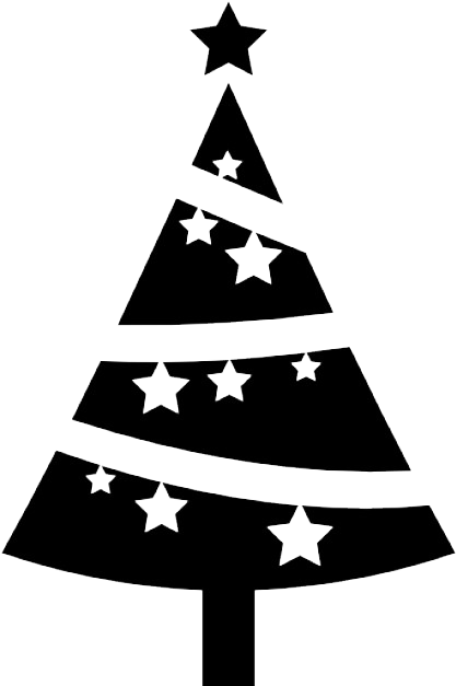 D - Christmas Tree Vector Black Png Clipart (626x626), Png Download