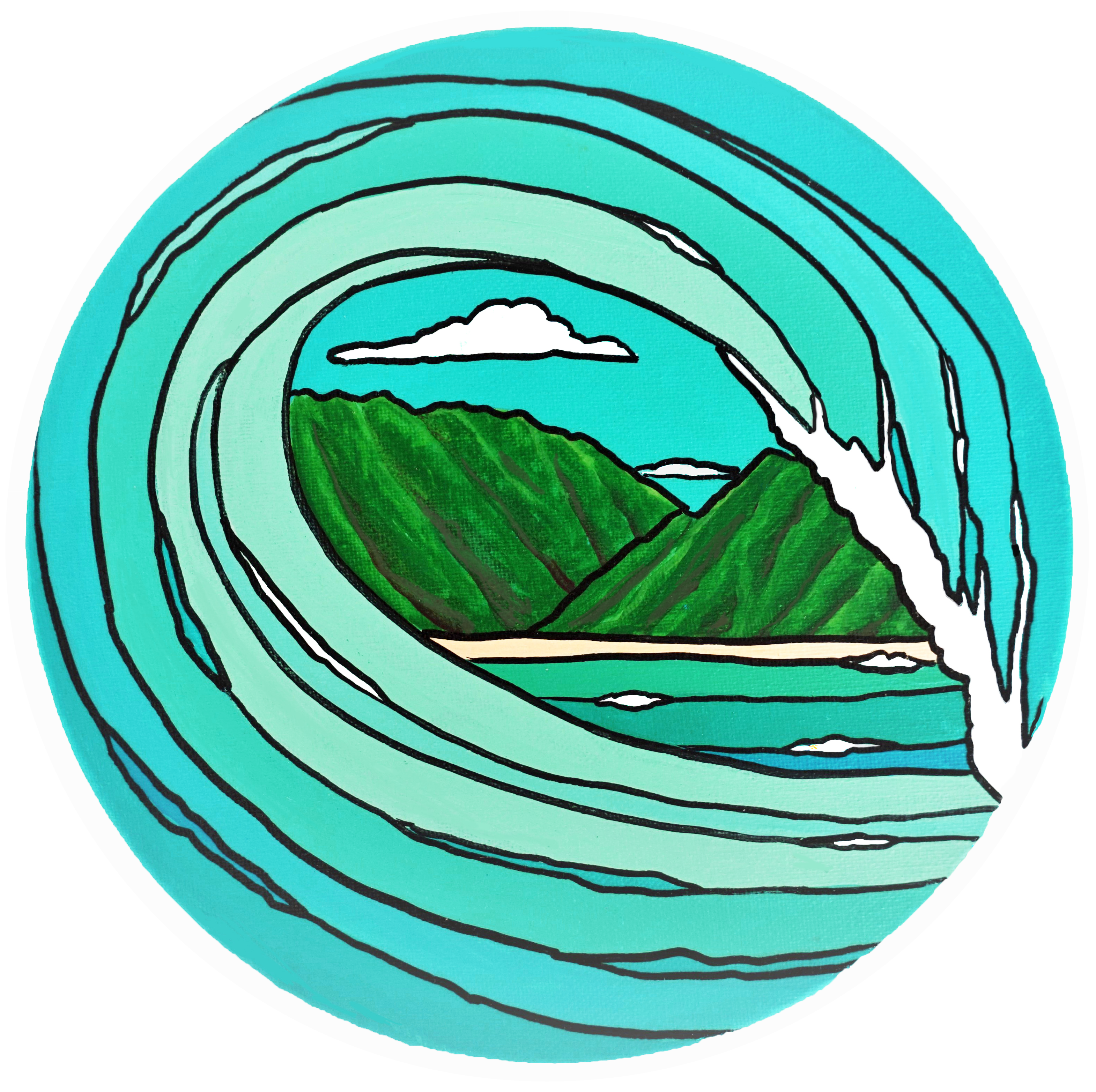 Hawaii Tropical Surf Wave Beautiful Turquoise And - Cartoon Earth Clipart (3140x3129), Png Download