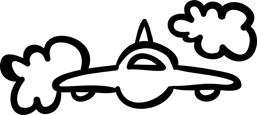 Or Airplane Frontal Outline Between Clouds Svg - Transport Clipart (980x438), Png Download