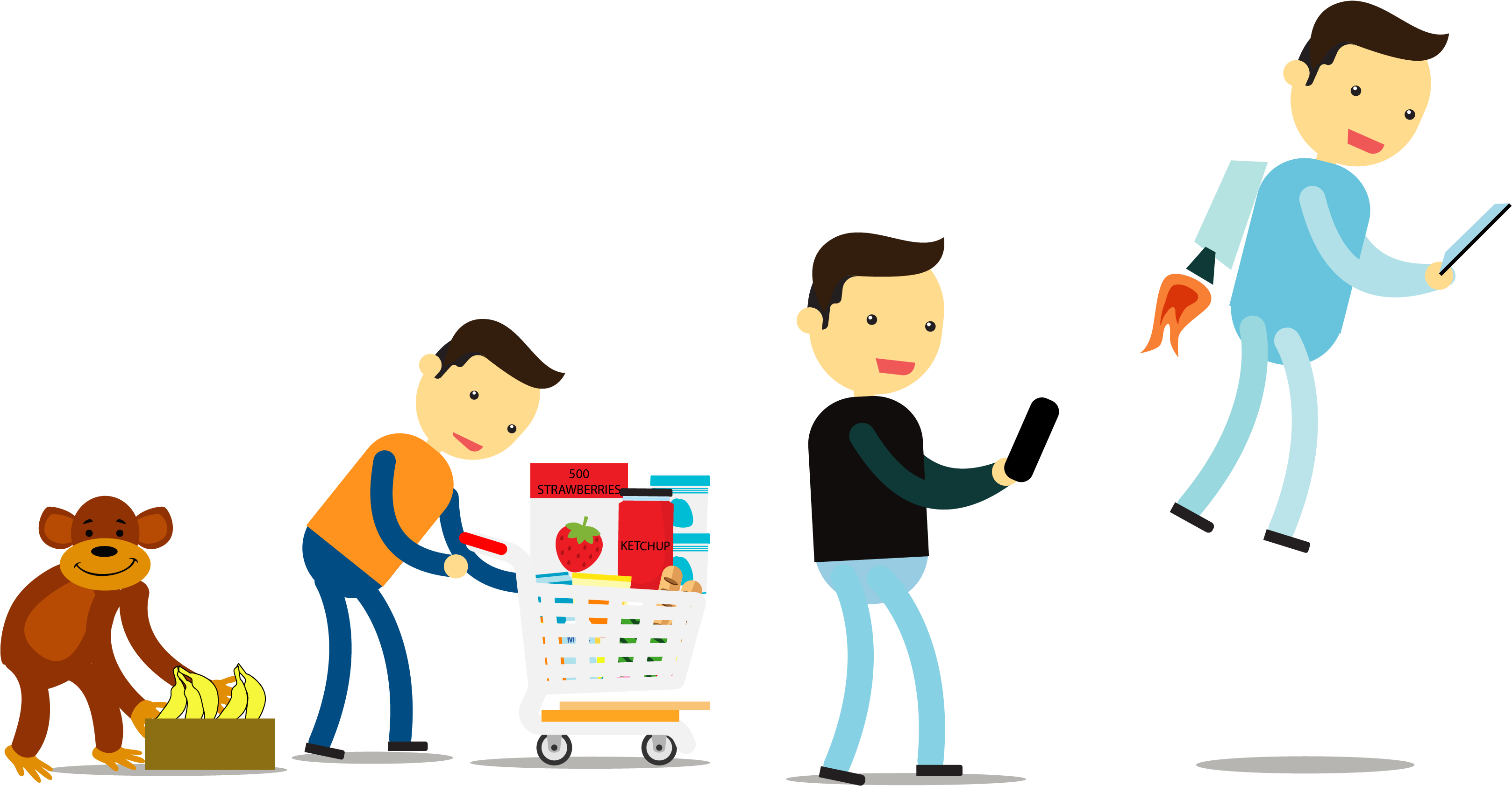 Crowds, Lines And Hassle Behind - Cartoon Clipart (3419x1881), Png Download