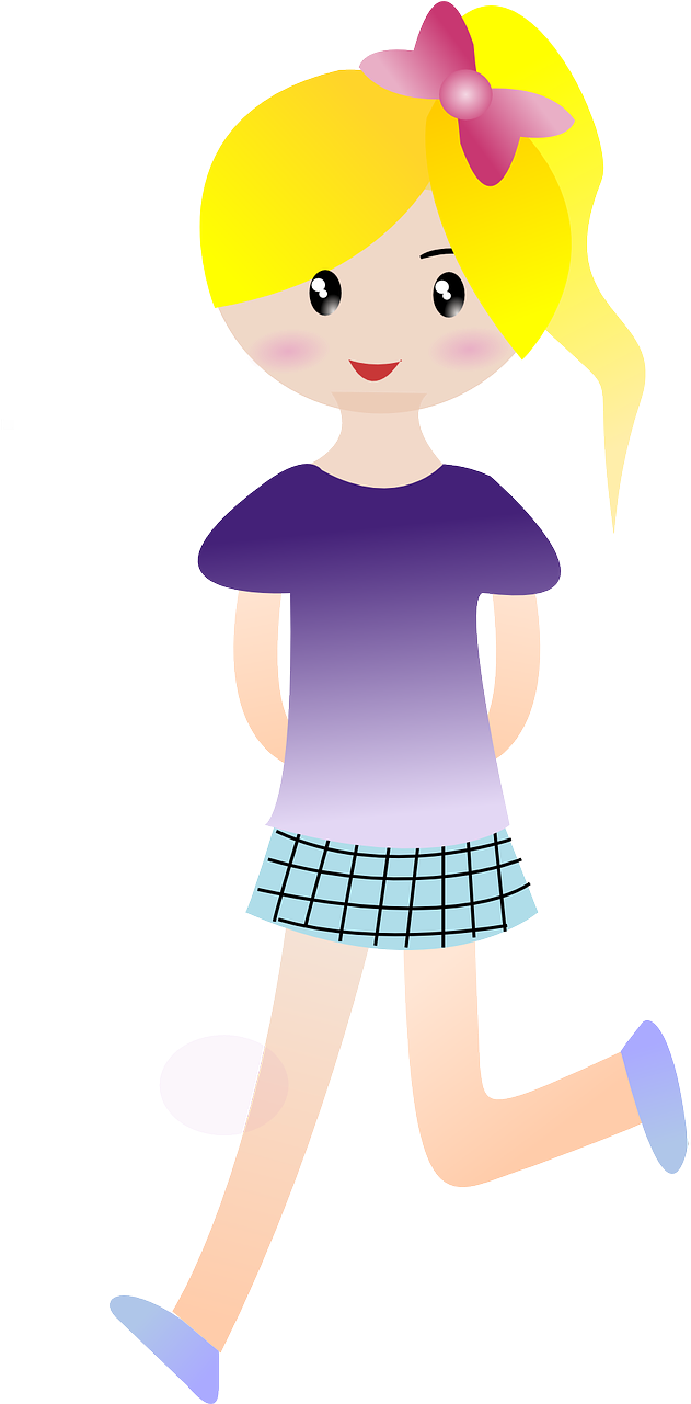 Girl Ponytail Running Walking Png Image - Caminar Niña Clipart (640x1280), Png Download