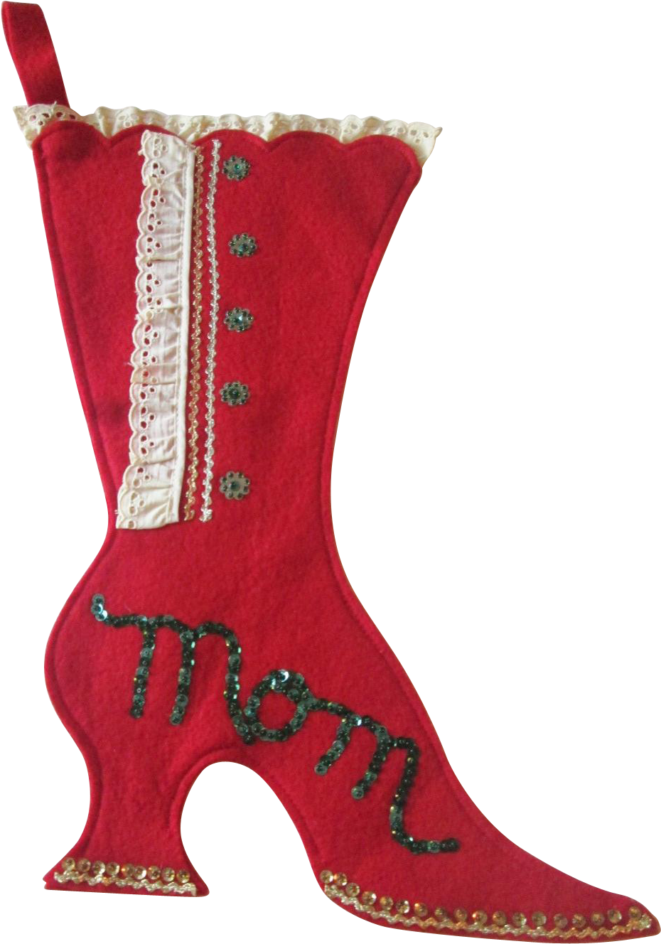 Boot Shaped Christmas Stockings - Victorian Christmas Stockings Red Clipart (1327x1327), Png Download