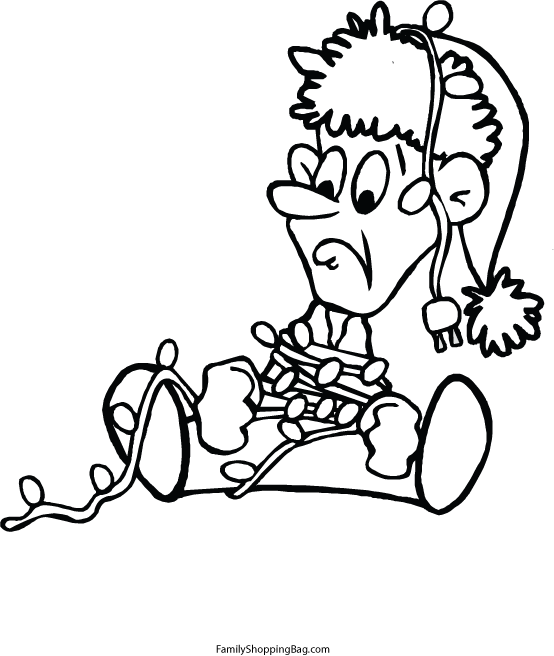 Christmas Elf In Lights Coloring Page Print Out For - Coloring Christmas Elves Clipart (554x656), Png Download