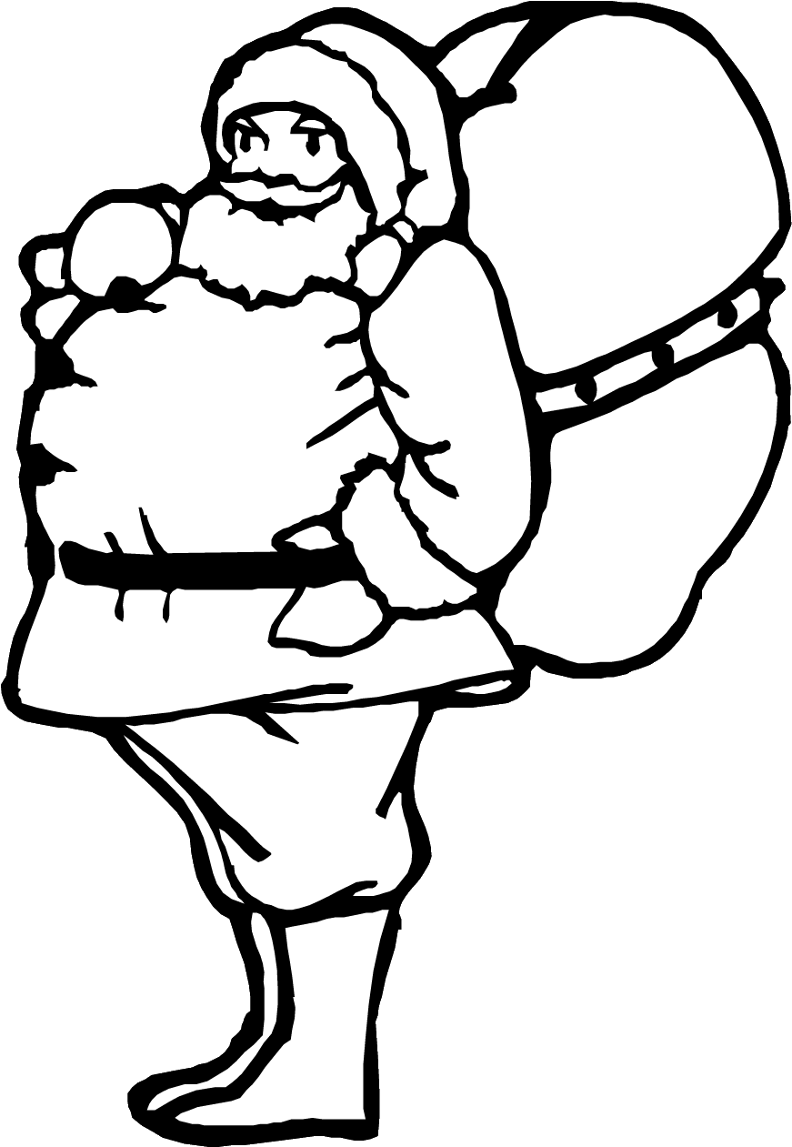 Santa's Bag Of Toys Coloring Page Printable Christmas - Santa With Sack Coloring Pages Clipart (950x1266), Png Download