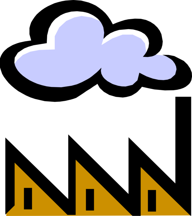 Vector Illustration Of Industrial Manufacturing Factory - Carbon Dioxide Clipart (622x700), Png Download