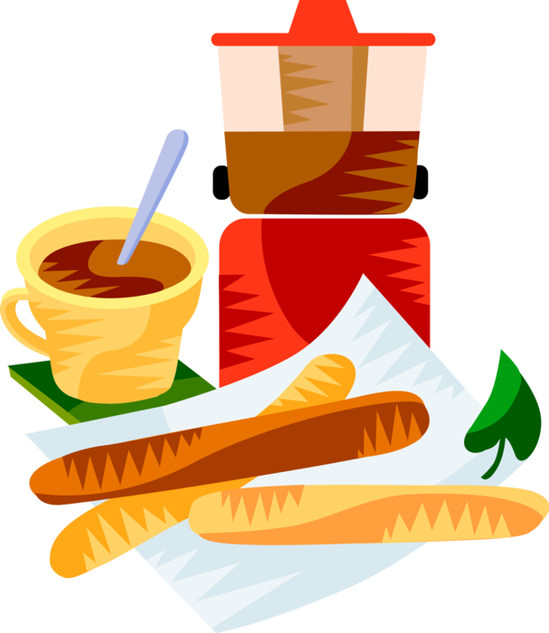 Vector Illustration Of European Spanish Cuisine Churros - Vector Graphics Clipart (607x700), Png Download