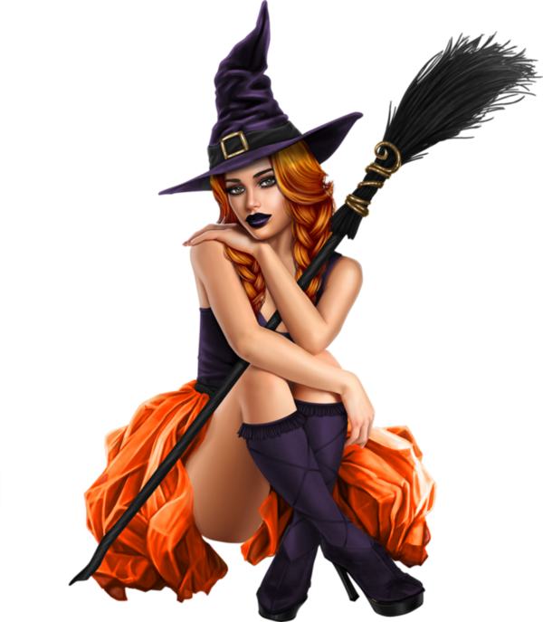 Halloween,femmes Witch Art - Png Witch Tubes Clipart (600x687), Png Download