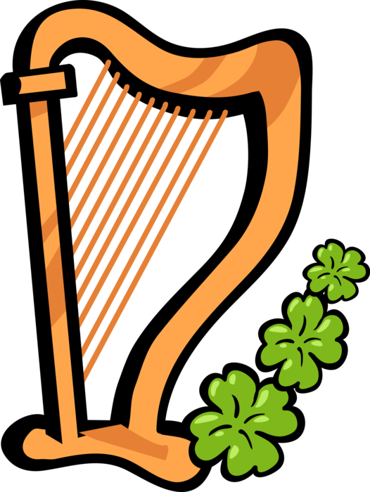 Vector Illustration Of St Patrick's Day Clàrsach Gaelic - Clip Art - Png Download (526x700), Png Download