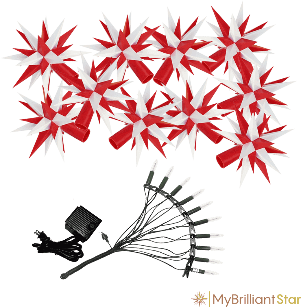Original Herrnhut Plastic Star Chain, White / Red, - Light Chain Solo (parallel Circuit And Transformer) Clipart (1080x1080), Png Download