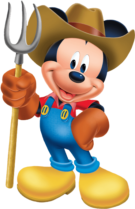 Mickey Mouse Clipart Tractor Pencil And In Color Mickey - Mickey Mouse Farmer Png Transparent Png (478x703), Png Download