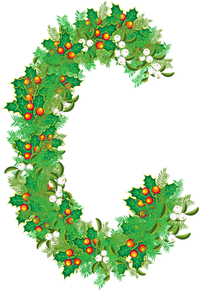 Новогодние Буквы Из Хвои, Украшенной Всяко Clipart (768x1024), Png Download