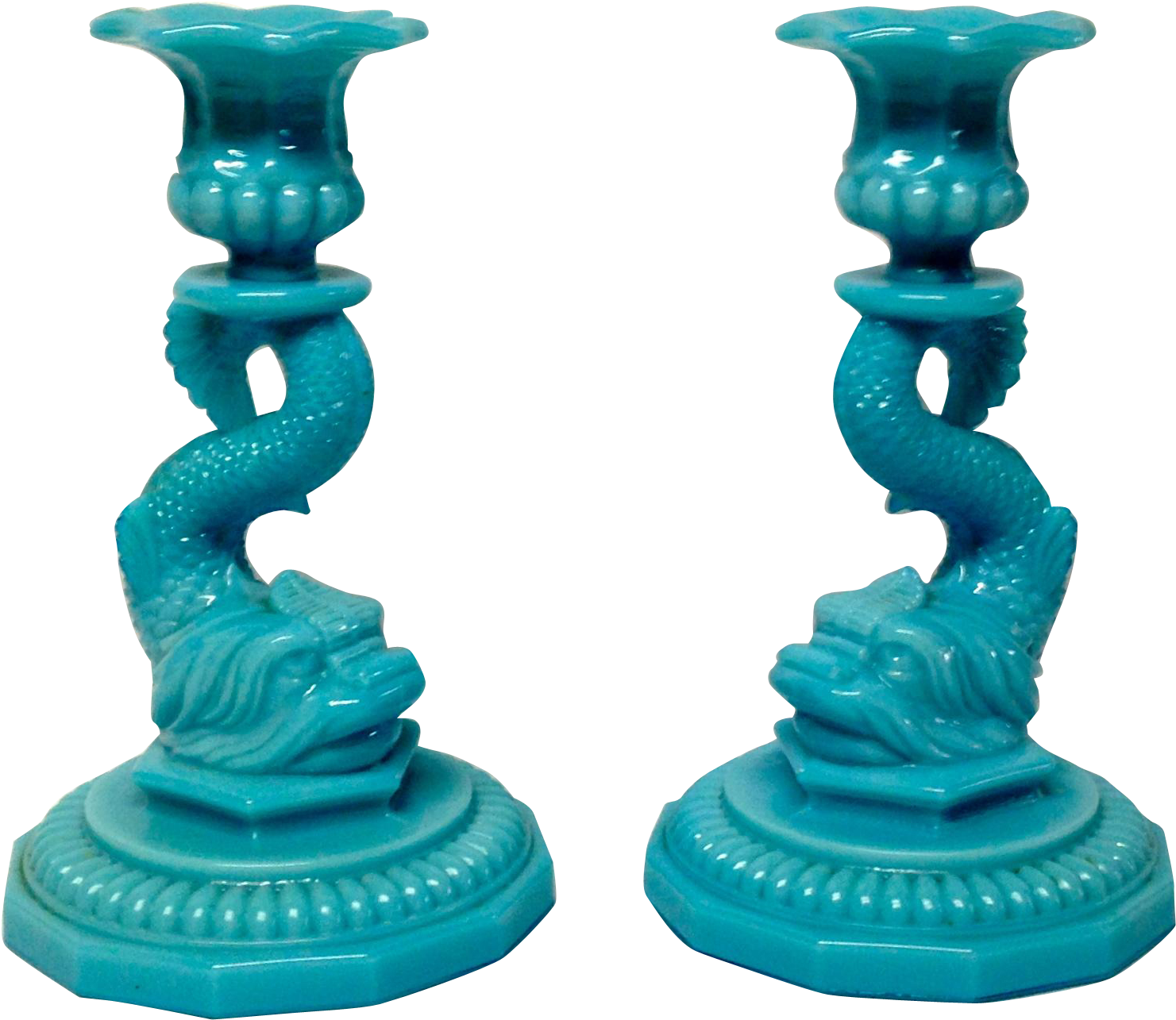 Pair Portieux Vallerysthal Blue Opaline Dolphin Candle - Portieux Vallerysthal Clipart (1480x1480), Png Download