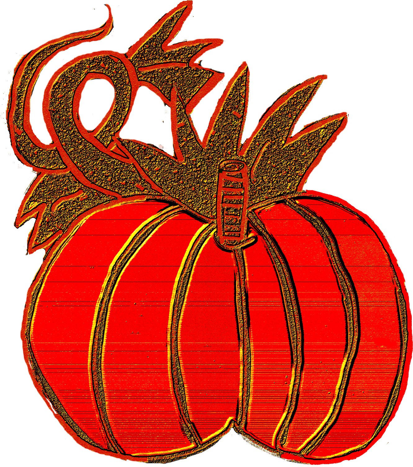 Chubby Pumpkins With Vine To Left And Large Leaf To Clipart (1412x1600), Png Download