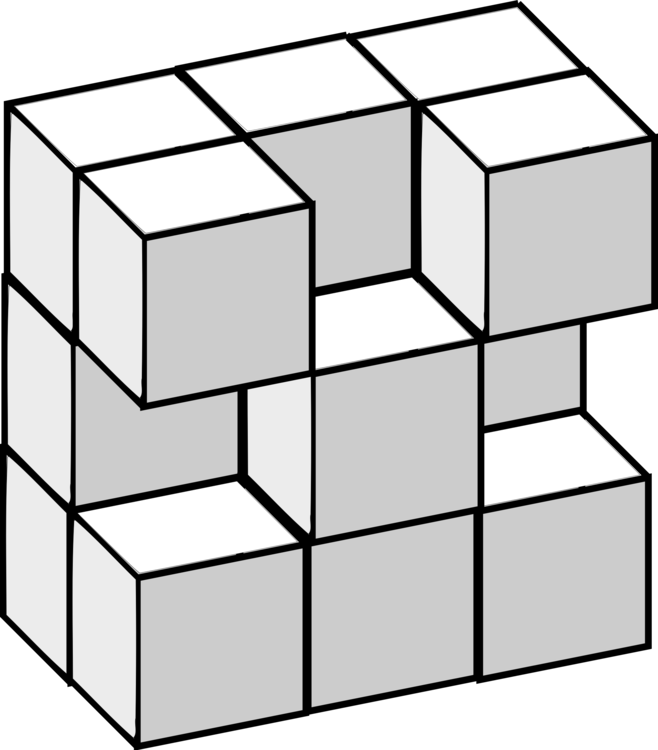 Three-dimensional Space Rubik's Cube Jigsaw Puzzles - 3d Cube Rectangle Block Clipart (658x750), Png Download
