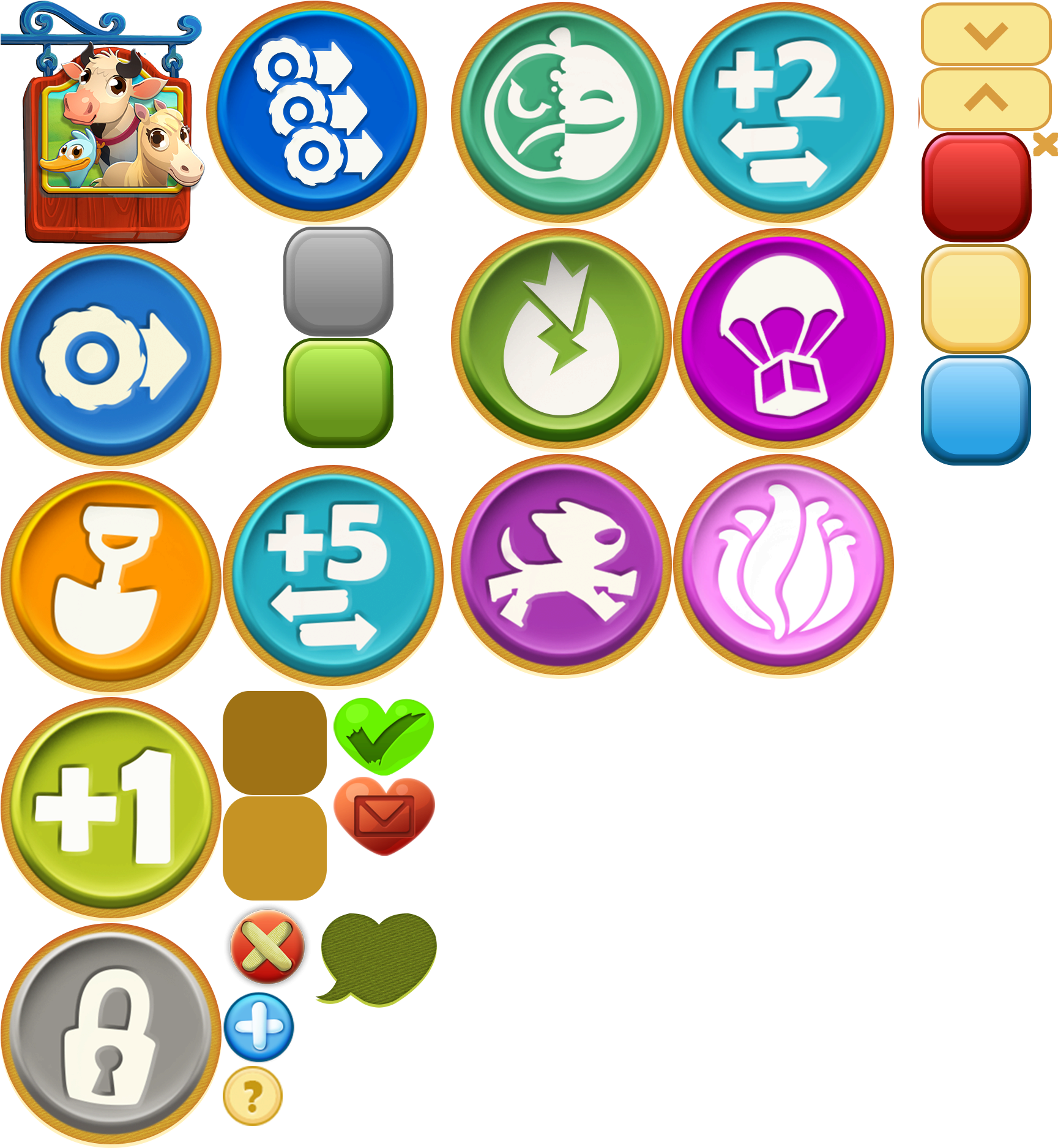 Click For Full Sized Image Buttons - Farm Heroes Saga Buttons Clipart (1741x1877), Png Download