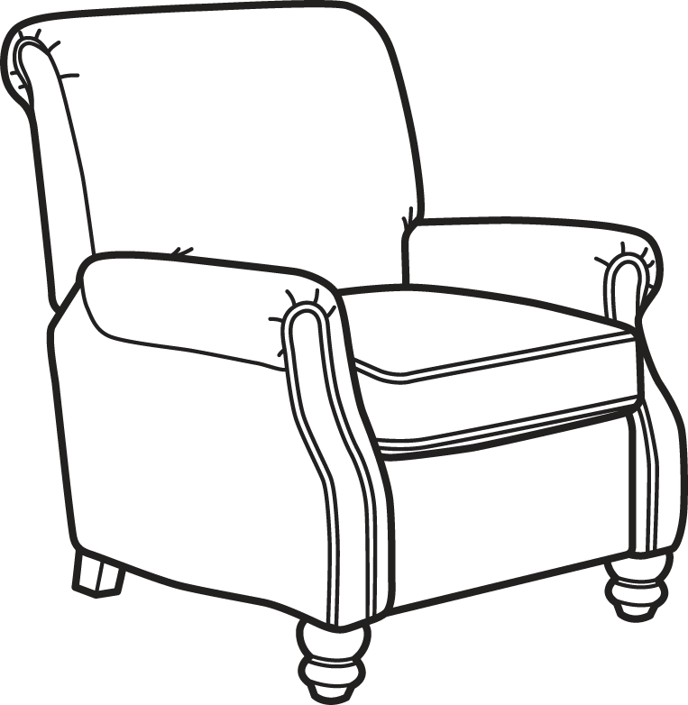 Bay Bridge Fabric Power High-leg Recliner Without Nailhead - Draw A Recliner Chair Easy Clipart (763x782), Png Download