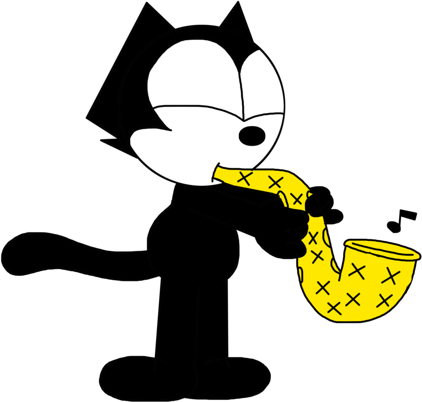 Felix Playing Saxophone By - Felix The Cat Saxophone Clipart (894x894), Png Download