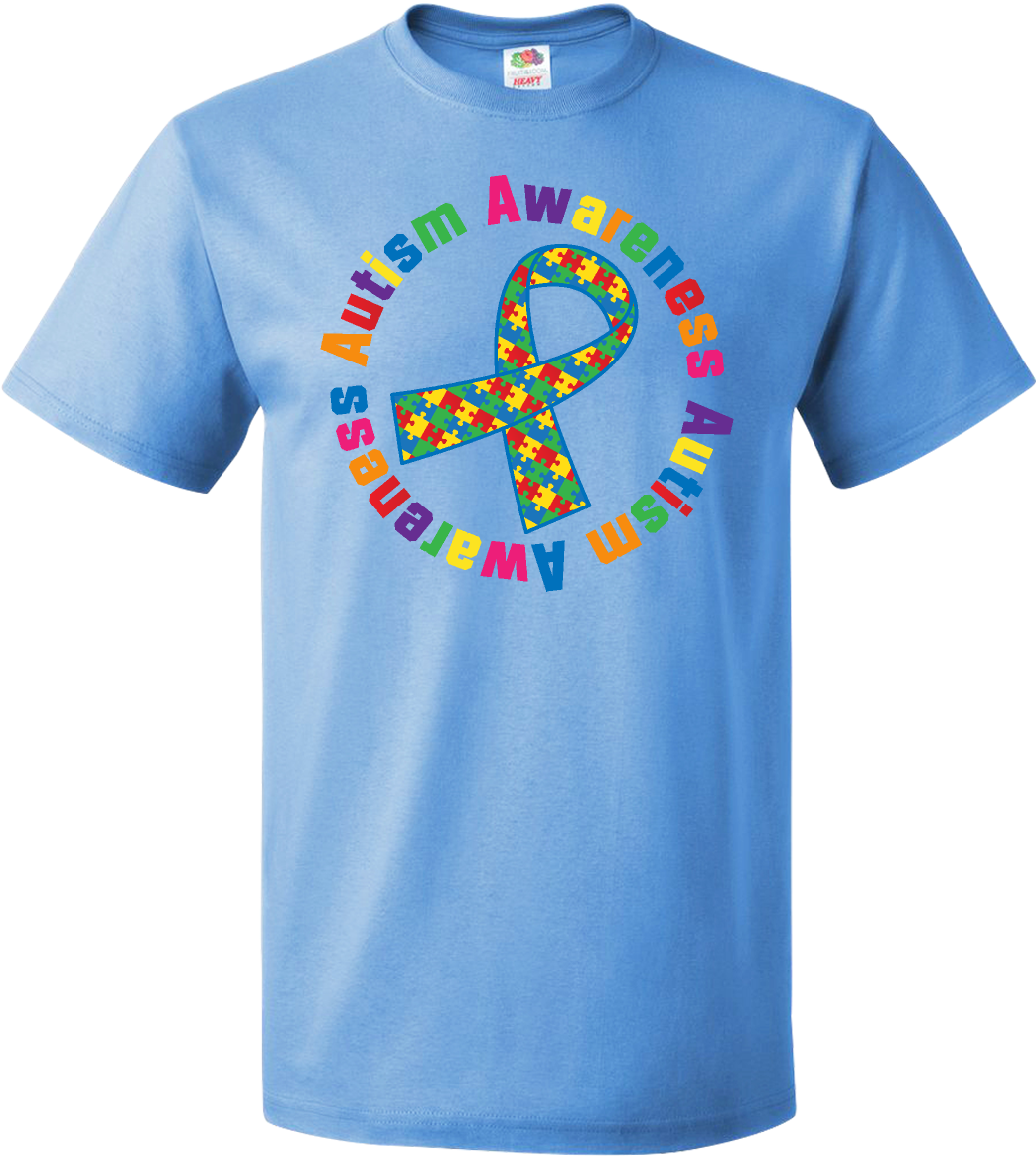 Autism Awareness Ribbon Shirt Columbia Blue Jpg Autism - Autism Puzzle Piece Awareness Support Bag Clipart (1200x1200), Png Download