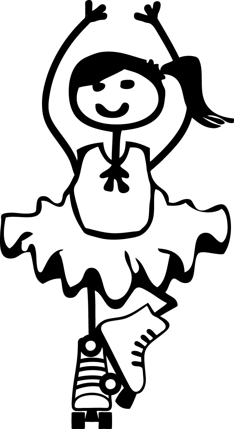 Stick Figure Family Coloring Pages - Patines En Blanco Y Negro Clipart (779x1425), Png Download