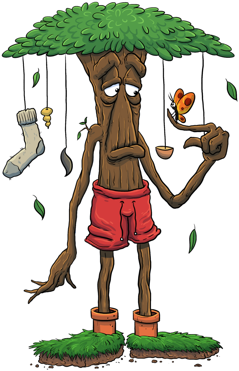 Mellow Tree Dude - Cartoon Clipart (1000x1250), Png Download