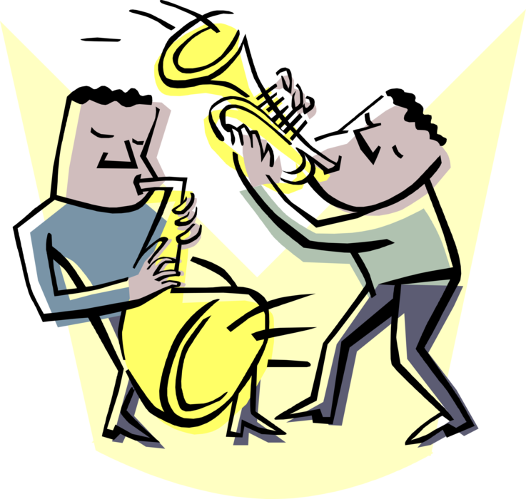 Vector Illustration Of Jazz Musicians Perform With - Jazz Instruments Cartoon Clipart (737x700), Png Download