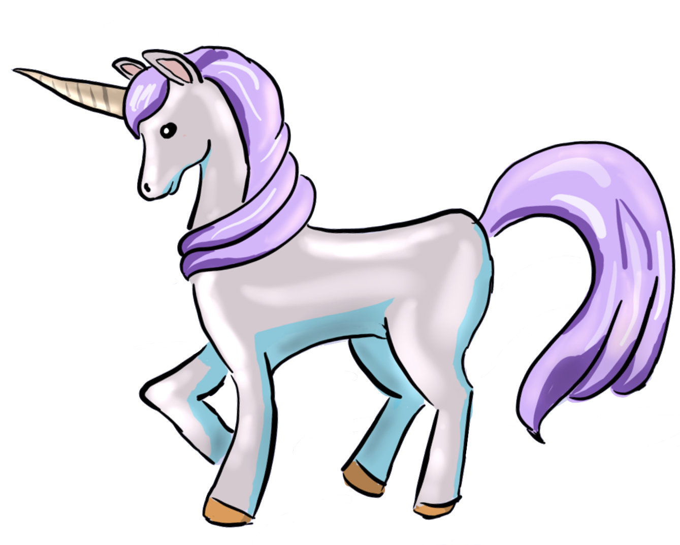 Unicorns Transparent Drawn - Cartoon Clipart (1368x1072), Png Download