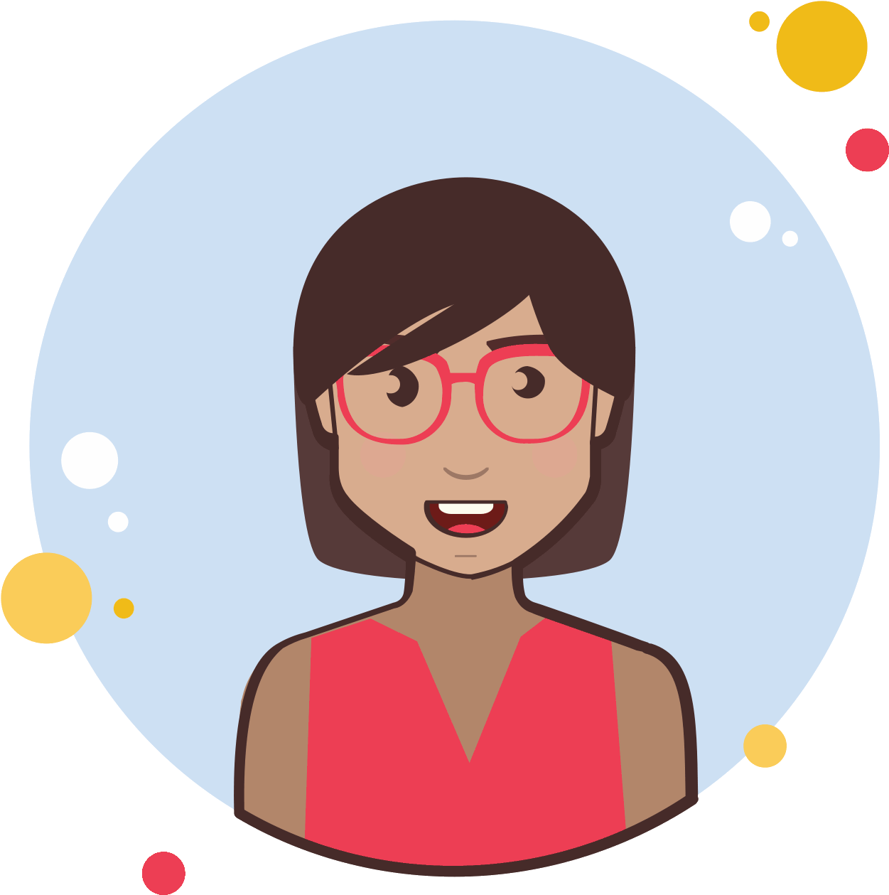 Brown Short Hair Lady In Red Shirt Icon - Illustration Clipart (1600x1600), Png Download