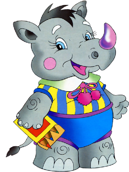 Animals Going To School Cliaprt Clipart Cartoon Rhinoceros - Cartoon Animals Going To School - Png Download (600x600), Png Download